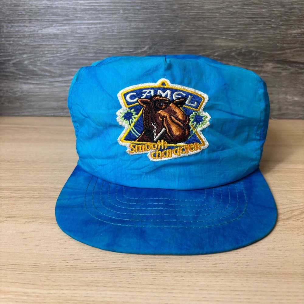 Vintage Camel Hat Cap Snap Back Blue Cigarettes Nylon Adjustable Outdoors 90s